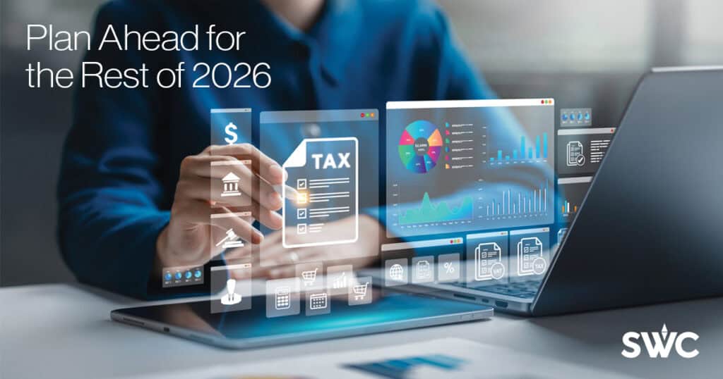 Graphic for a blog post about planning ahead for a 2026 tax filing.